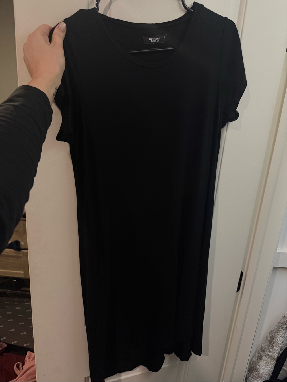 Michael Lauren Black Short-Sleeve Midi Tee Dress